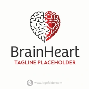 Premade Brain Heart Logo Design with Exclusive Rights