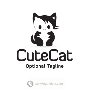 Premade Cute Cat Logo Design with Exclusive Rights