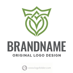 Premade Leaf Crown Logo Design with Exclusive Rights