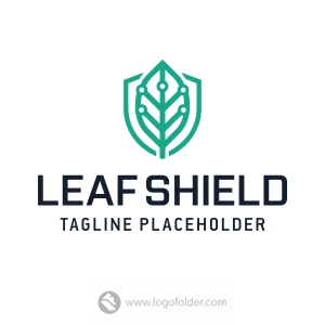 Premade Leaf Shield Logo Design with Exclusive Rights
